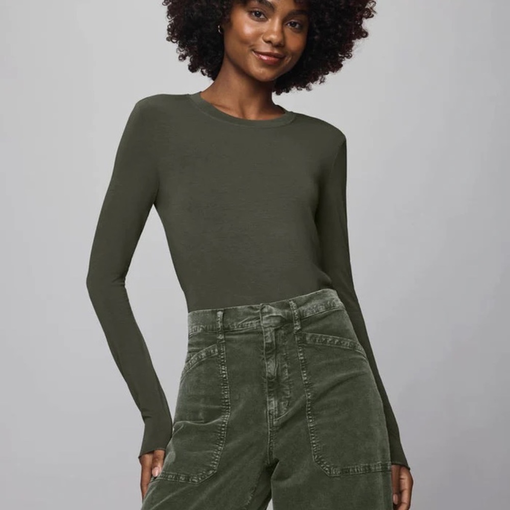 NWT Splendid Bamboo Long Sleeve Tee in Green Spruce Women's Size Medium